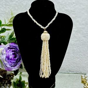 Long Uranium Glass Tassel Women’s Necklace